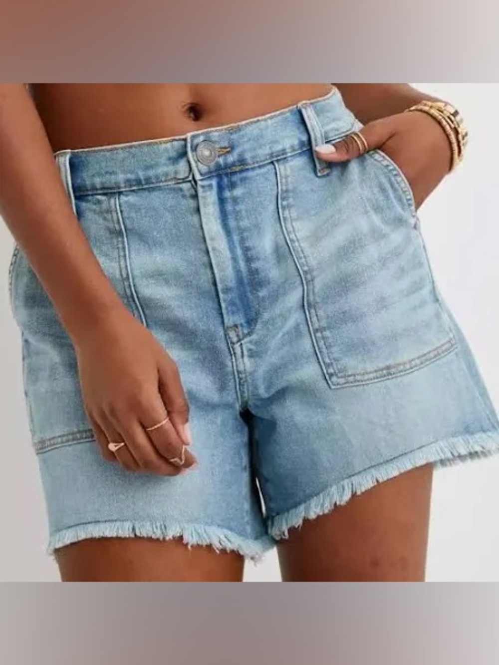 Aerie | Stretch Denim Daydreamer Relaxed Fit Distressed Hem Jean Shorts